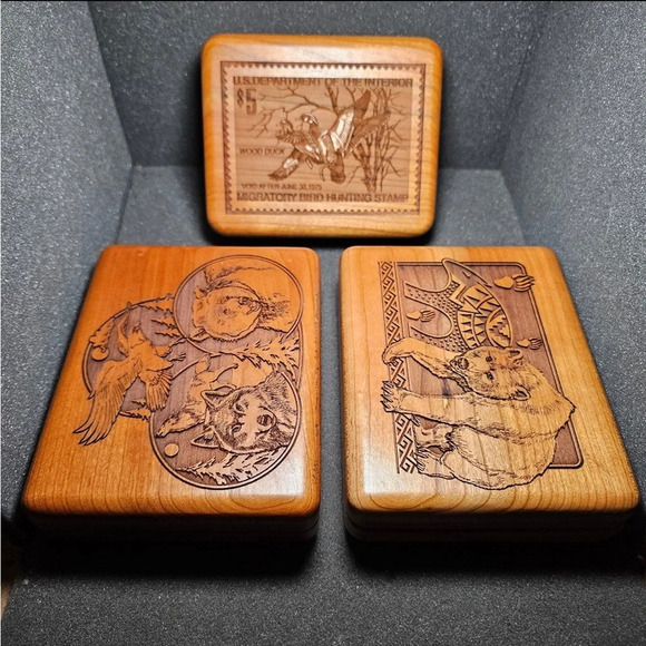 Wilderness Woods Lot Of 3 Jewelry Boxes Trinket Boxes Made In The Usa - Picture 2 of 10